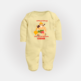 Little but Strong Just Like Bal Hanuman – Personalized Baby Fullbody Suit - PASTEL YELLOW - New Born (Chest 7.5")