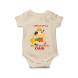 Little but Strong Just Like Bal Hanuman – Personalized Baby Romper - IVORY - New Born (Chest 14")