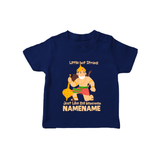Little but Strong Just Like Bal Hanuman – Personalized Baby T-Shirt - NAVY BLUE - 0-5 Months Old (Chest 17")
