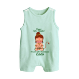 Power Like Thunder Heart Like Hanuman – Personalized Baby Romper Suit - MINT GREEN - New Born (Chest 18")