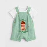 Power Like Thunder Heart Like Hanuman – Personalized Baby Dungaree - MINT GREEN - 0 - 5 Months Old (Chest 18")