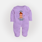 Power Like Thunder Heart Like Hanuman – Personalized Baby Fullbody Suit - LILAC - New Born (Chest 7.5")