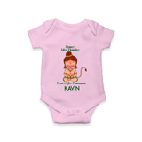 Power Like Thunder Heart Like Hanuman – Personalized Baby Romper - BABY PINK - New Born (Chest 14")