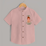 Power Like Thunder Heart Like Hanuman – Personalized Shirt - PEACH - 0 - 6 Months Old (Chest 23")