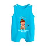 Power Like Thunder Heart Like Hanuman – Personalized Baby Romper Suit - SKY BLUE - New Born (Chest 18")