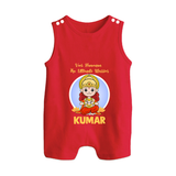 Veer Hanuman The Ultimate Warrior – Personalized Baby Romper Suit - RED - New Born (Chest 18")