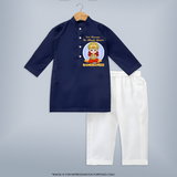 Veer Hanuman The Ultimate Warrior – Personalized Kurta - NAVY BLUE - 3 - 6 Months Old (Chest 24", Kurta Length 14'', Waist 19", Pant Length 14")