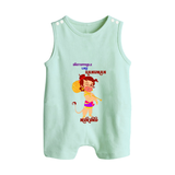 Unstoppable Like Hanuman – Personalized Baby Romper Suit - MINT GREEN - New Born (Chest 18")