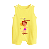 Unstoppable Like Hanuman – Personalized Baby Romper Suit - PASTEL YELLOW - New Born (Chest 18")