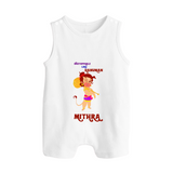 Unstoppable Like Hanuman – Personalized Baby Romper Suit - WHITE - New Born (Chest 18")