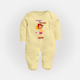 Unstoppable Like Hanuman – Personalized Baby Fullbody Suit - PASTEL YELLOW - New Born (Chest 7.5")