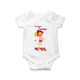 Unstoppable Like Hanuman – Personalized Baby Romper - WHITE - New Born (Chest 14")
