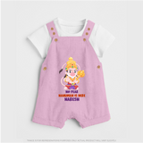 No Fear Hanuman Is Here – Personalized Baby Dungaree - BABY PINK - 0 - 5 Months Old (Chest 18")