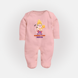 No Fear Hanuman Is Here – Personalized Baby Fullbody Suit - BABY PINK - New Born (Chest 7.5")
