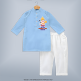 No Fear Hanuman Is Here – Personalized Kurta - BABY BLUE - 3 - 6 Months Old (Chest 24", Kurta Length 14'', Waist 19", Pant Length 14")
