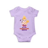 No Fear Hanuman Is Here – Personalized Baby Romper - LILAC - New Born (Chest 14")