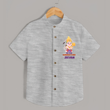 No Fear Hanuman Is Here – Personalized Shirt - GREY - 0 - 6 Months Old (Chest 23")