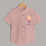 No Fear Hanuman Is Here – Personalized Shirt - PEACH - 0 - 6 Months Old (Chest 23")