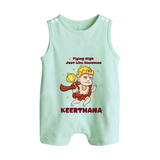 Flying High Just Like Hanuman – Personalized Baby Romper Suit - MINT GREEN - New Born (Chest 18")