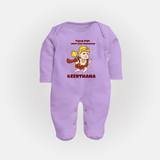 Flying High Just Like Hanuman – Personalized Baby Fullbody Suit - LILAC - New Born (Chest 7.5")