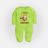 Flying High Just Like Hanuman – Personalized Baby Fullbody Suit - LIME GREEN - New Born (Chest 7.5")