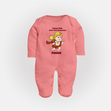 Flying High Just Like Hanuman – Personalized Baby Fullbody Suit - PEACH - New Born (Chest 7.5")