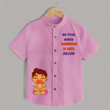 No Fear When Hanuman Is Here Shirt | Custom Baby Shirt for Hanuman Worship - BABY PINK - 0 - 6 Months Old (Chest 23")