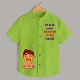 No Fear When Hanuman Is Here Shirt | Custom Baby Shirt for Hanuman Worship - LIME GREEN - 0 - 6 Months Old (Chest 23")