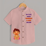 No Fear When Hanuman Is Here Shirt | Custom Baby Shirt for Hanuman Worship - PEACH - 0 - 6 Months Old (Chest 23")