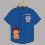 No Fear When Hanuman Is Here Shirt | Custom Baby Shirt for Hanuman Worship - COBALT BLUE - 0 - 6 Months Old (Chest 23")