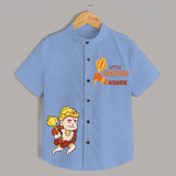 Cute Little Hanuman Custom Name Shirt - SKY BLUE - 0 - 6 Months Old (Chest 23")
