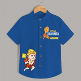 Cute Little Hanuman Custom Name Shirt - COBALT BLUE - 0 - 6 Months Old (Chest 23")