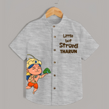 Little but Strong – Personalized Shirt - GREY - 0 - 6 Months Old (Chest 23")