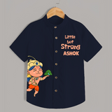 Little but Strong – Personalized Shirt - NAVY BLUE - 0 - 6 Months Old (Chest 23")