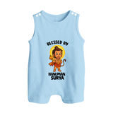 Blessed by Hanuman – Personalized Baby Romper Suit - BABY BLUE - New Born (Chest 18")