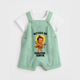 Blessed by Hanuman – Personalized Baby Dungaree - MINT GREEN - 0 - 5 Months Old (Chest 18")
