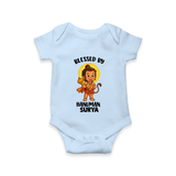 Blessed by Hanuman – Personalized Baby Romper - BABY BLUE - New Born (Chest 14")
