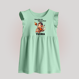 Flying High with Bajrang Power – Personalized Baby Frock - MINT GREEN - 0 - 3 Months Old (Chest 17")