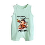 Flying High with Bajrang Power – Personalized Baby Romper Suit - MINT GREEN - New Born (Chest 18")