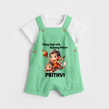 Flying High with Bajrang Power – Personalized Baby Dungaree - GREEN - 0 - 5 Months Old (Chest 18")