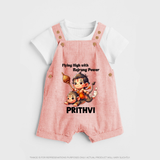 Flying High with Bajrang Power – Personalized Baby Dungaree - PEACH - 0 - 5 Months Old (Chest 18")