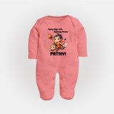Flying High with Bajrang Power – Personalized Baby Fullbody Suit - PEACH - New Born (Chest 7.5")