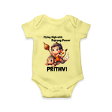 Flying High with Bajrang Power – Personalized Baby Romper - PASTEL YELLOW - New Born (Chest 14")