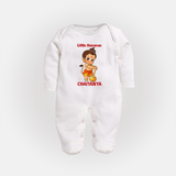Bal Hanuman Inspired Baby Fullbody Suit - WHITE - New Born (Chest 7.5")