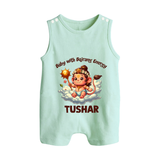 Baby with Bajrang Energy – Personalized Baby Romper Suit - MINT GREEN - New Born (Chest 18")