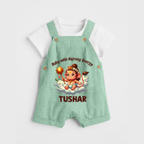 Baby with Bajrang Energy – Personalized Baby Dungaree - MINT GREEN - 0 - 5 Months Old (Chest 18")