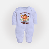 Baby with Bajrang Energy – Personalized Baby Fullbody Suit - BABY BLUE - New Born (Chest 7.5")