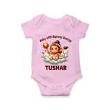 Baby with Bajrang Energy – Personalized Baby Romper - BABY PINK - New Born (Chest 14")