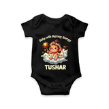Baby with Bajrang Energy – Personalized Baby Romper - BLACK - New Born (Chest 14")