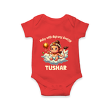Baby with Bajrang Energy – Personalized Baby Romper - RED - New Born (Chest 14")